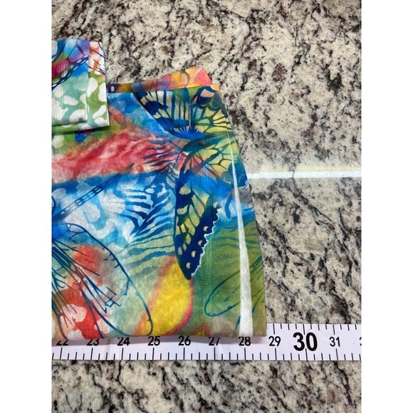 NWT Ali Miles  Tunic Top S Rainbow Butterfly  Artsy Colorful Boho Resort Wear - Picture 8 of 9